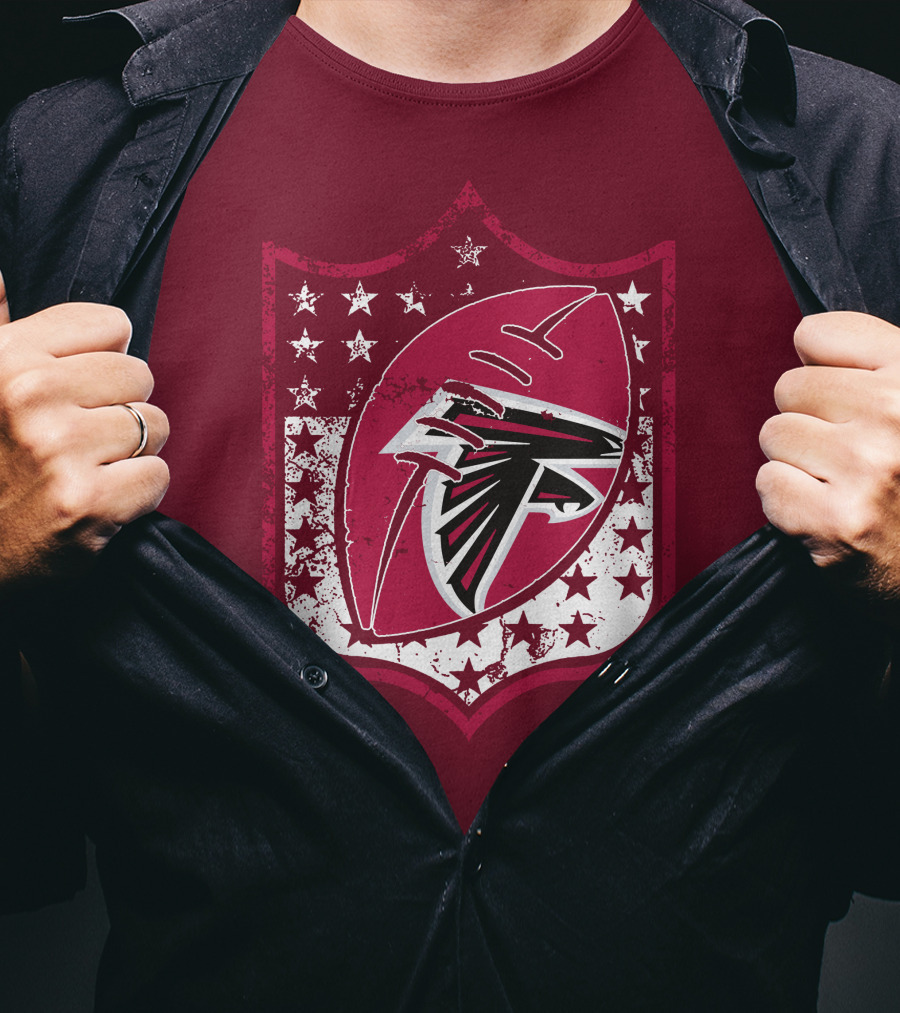 Atlanta Falcons Nfl Logo Shield 42 Red Football Stars T-Shirt