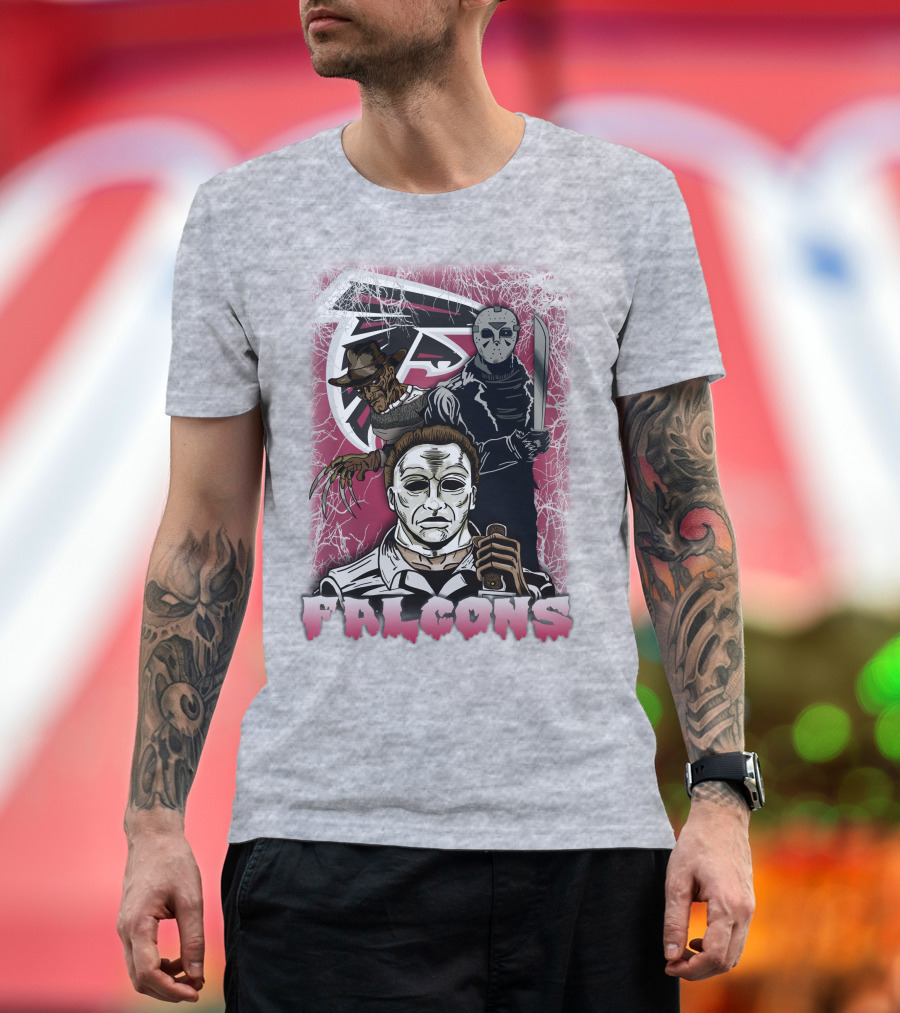 Atlanta Falcons Horror Villains Michael Myers Freddy Krueger Jason Voorhees T-Shirt