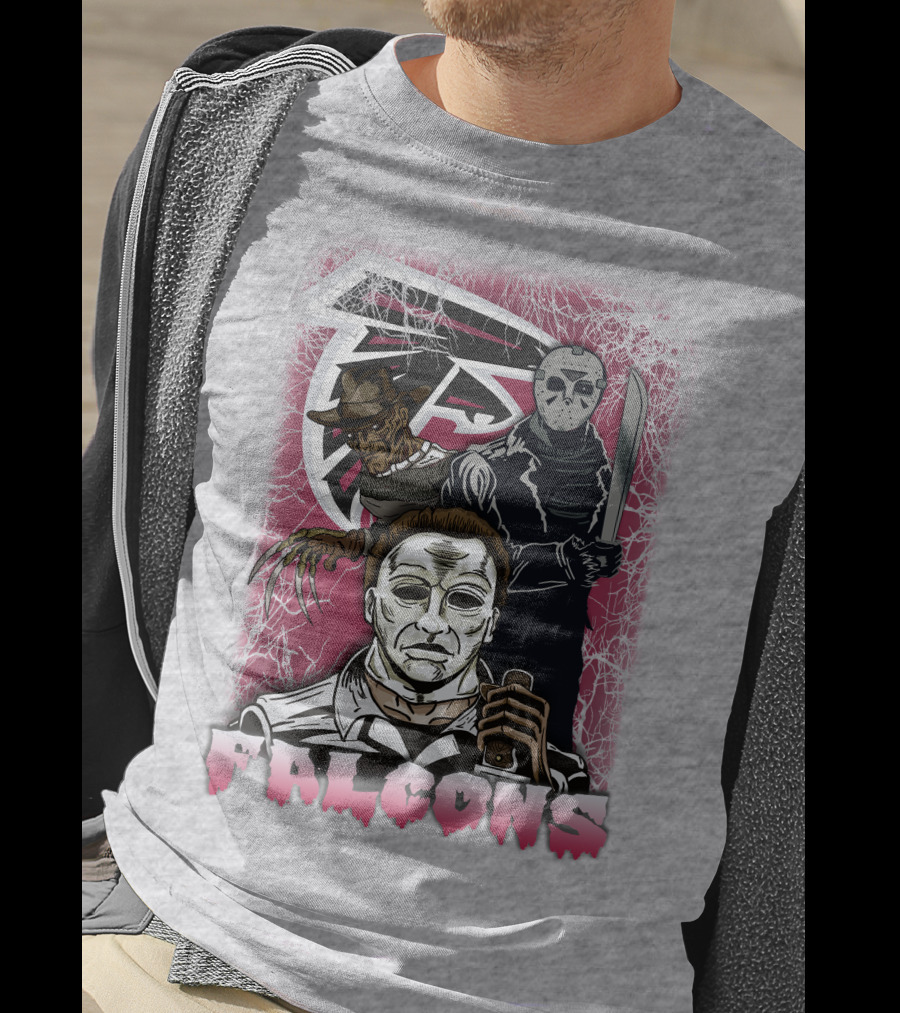 Atlanta Falcons Horror Villains Michael Myers Freddy Krueger Jason Voorhees T-Shirt