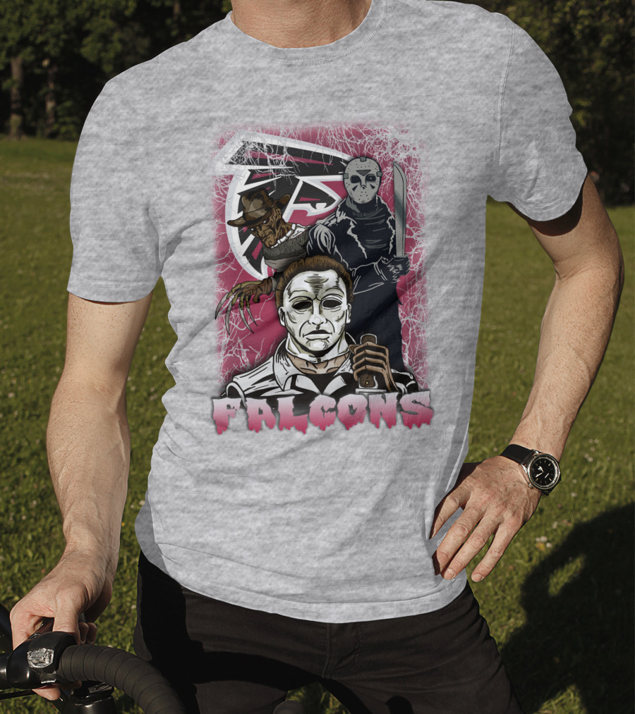 Atlanta Falcons Horror Villains Michael Myers Freddy Krueger Jason Voorhees T-Shirt