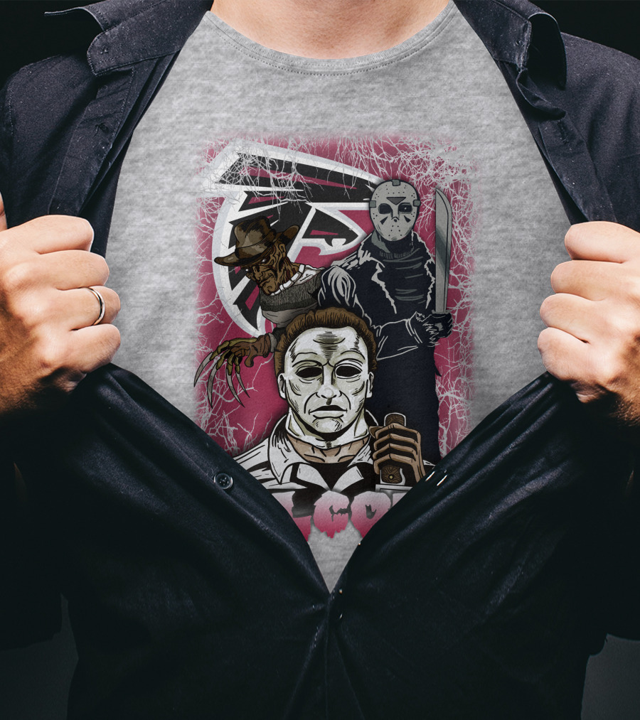 Atlanta Falcons Horror Villains Michael Myers Freddy Krueger Jason Voorhees T-Shirt
