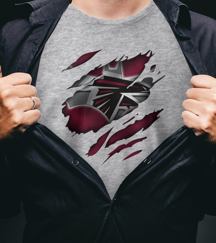 Atlanta Falcons Logo Ripped Claw Marks T-Shirt