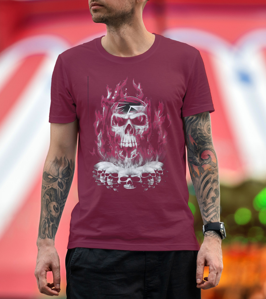 Atlanta Falcons 57 Flaming Skull T-Shirt