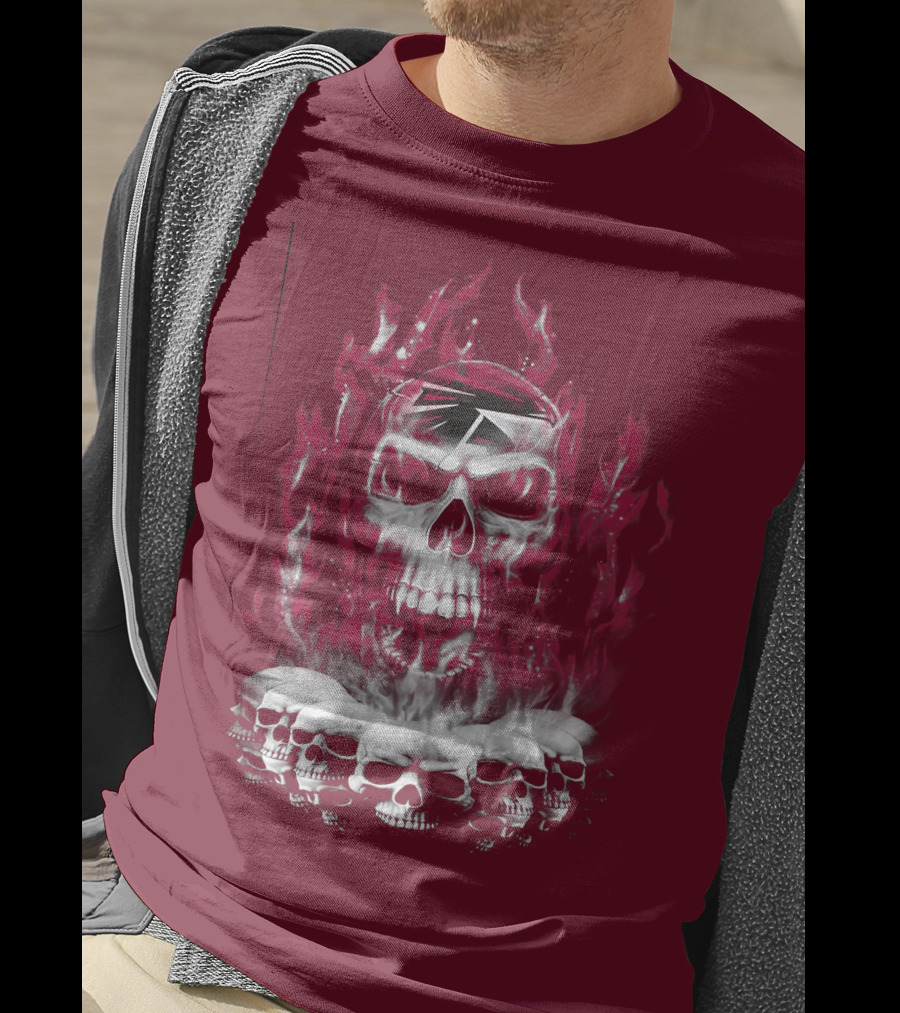 Atlanta Falcons 57 Flaming Skull T-Shirt