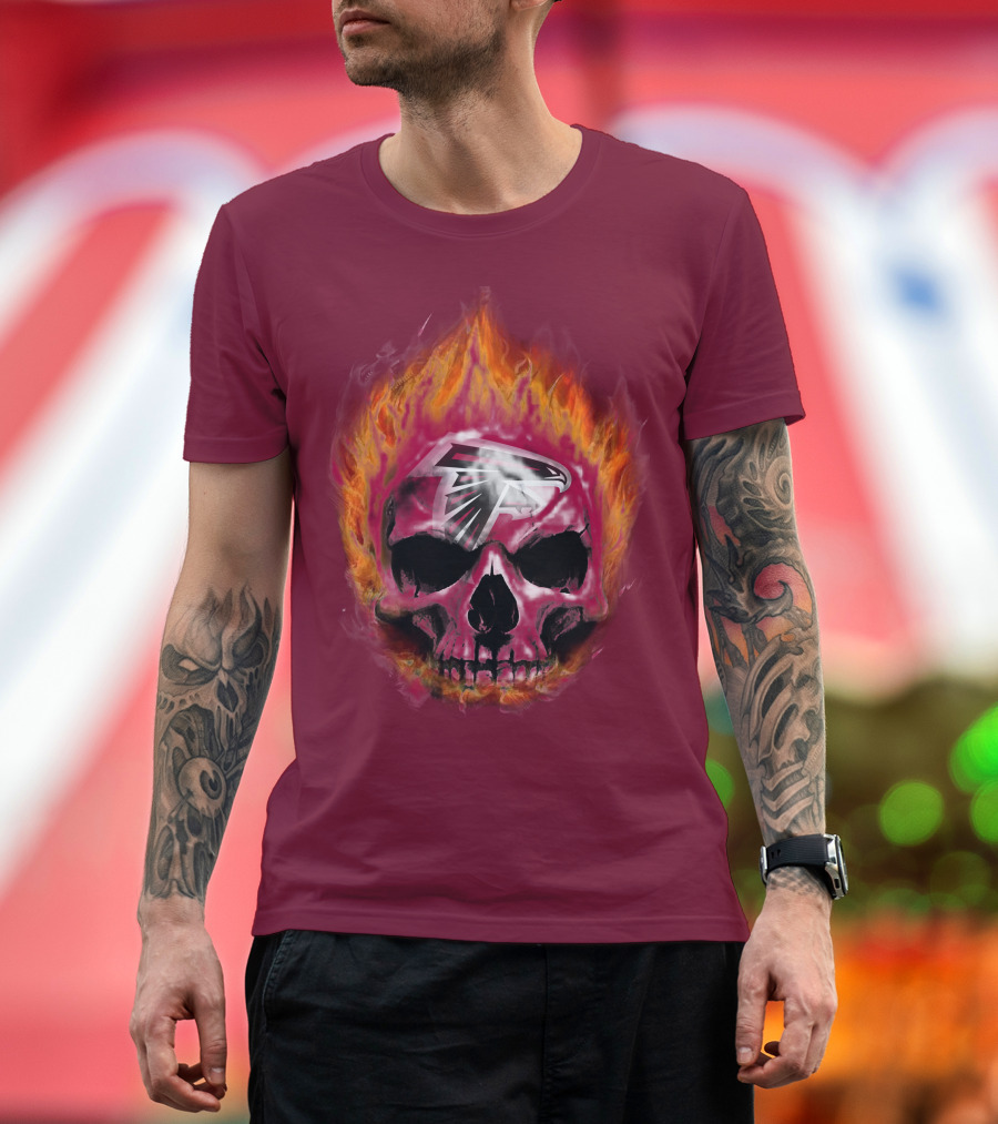 Atlanta Falcons Flaming Skull T-Shirt
