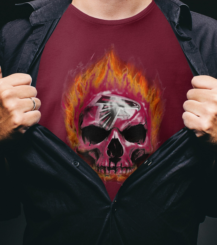 Atlanta Falcons Flaming Skull T-Shirt
