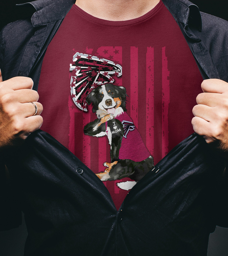 Atlanta Falcons Border Collie I Love Mom T-Shirt