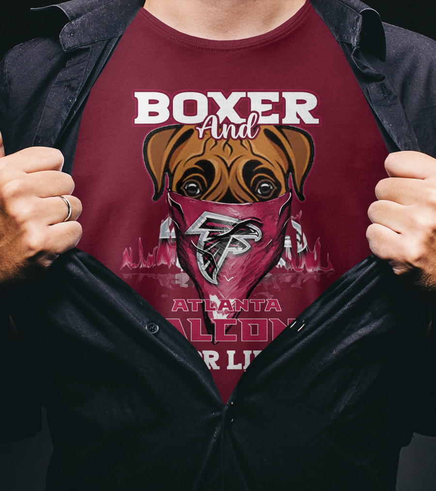 Boxer And Atlanta Falcons For Life T-Shirt