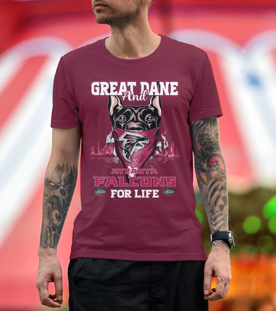 Great Dane And Atlanta Falcons For Life T-Shirt
