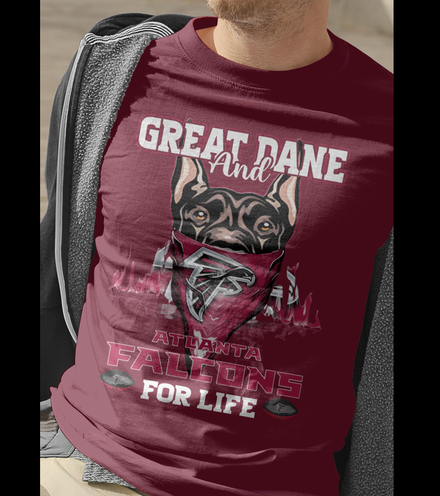 Great Dane And Atlanta Falcons For Life T-Shirt