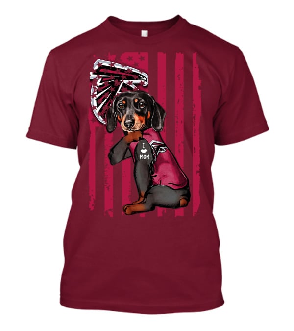 Dachshund I Love Mom Atlanta Falcons Flag T-Shirt