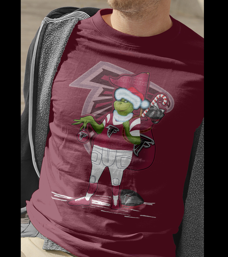 Grinchxmas Atlanta Falcons Holiday Santa Hat Christmas Sports Team T-Shirt