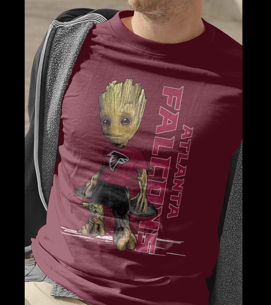 Groot Atlanta Falcons Fan Character Holding Atlanta Falcons T-Shirt