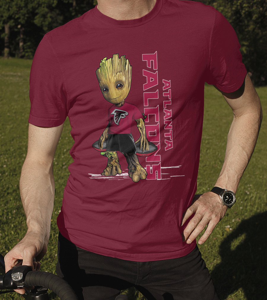 Groot Atlanta Falcons Fan Character Holding Atlanta Falcons T-Shirt