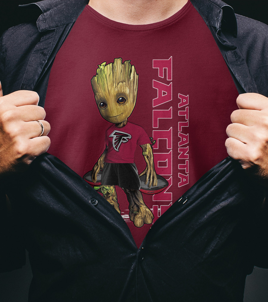 Groot Atlanta Falcons Fan Character Holding Atlanta Falcons T-Shirt
