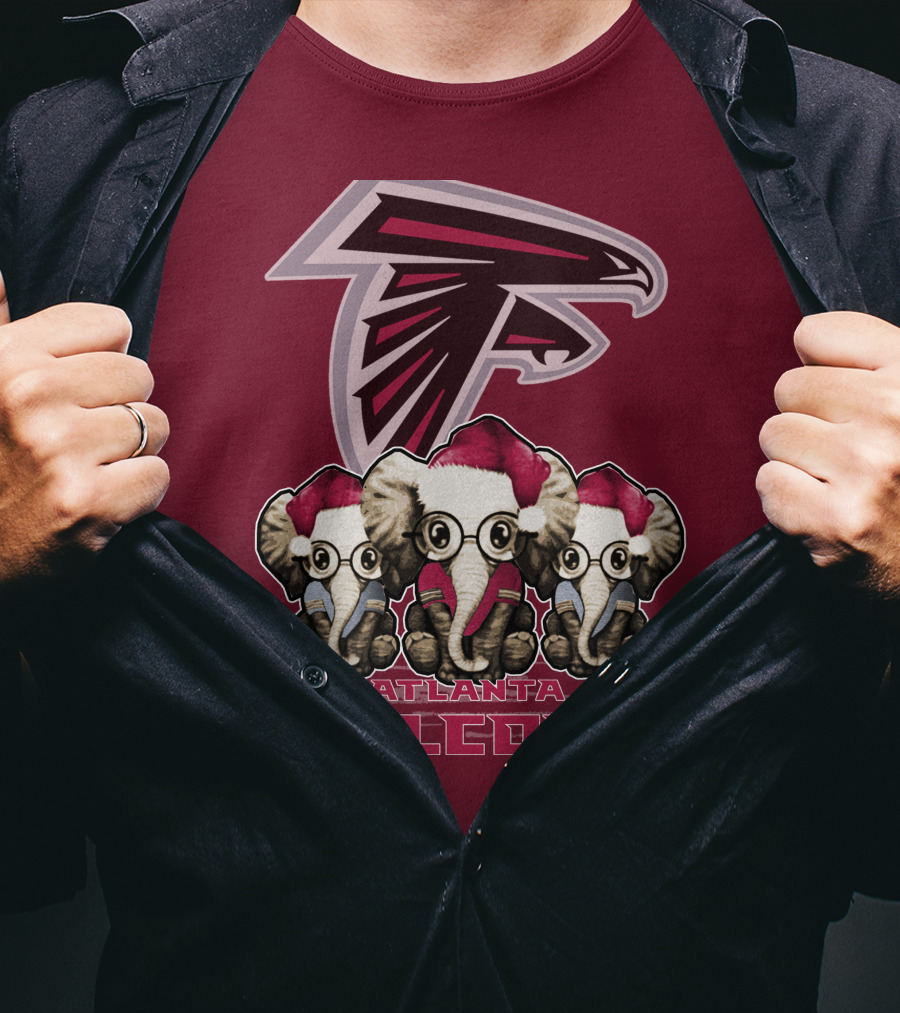Atlanta Falcons Santa Elephants Christmas T-Shirt