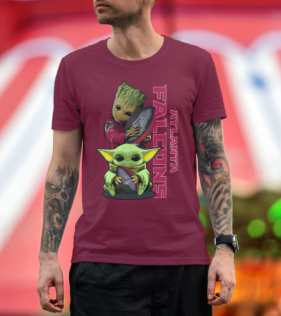 Grzd Atlanta Falcons Groot Baby Yoda Football T-Shirt