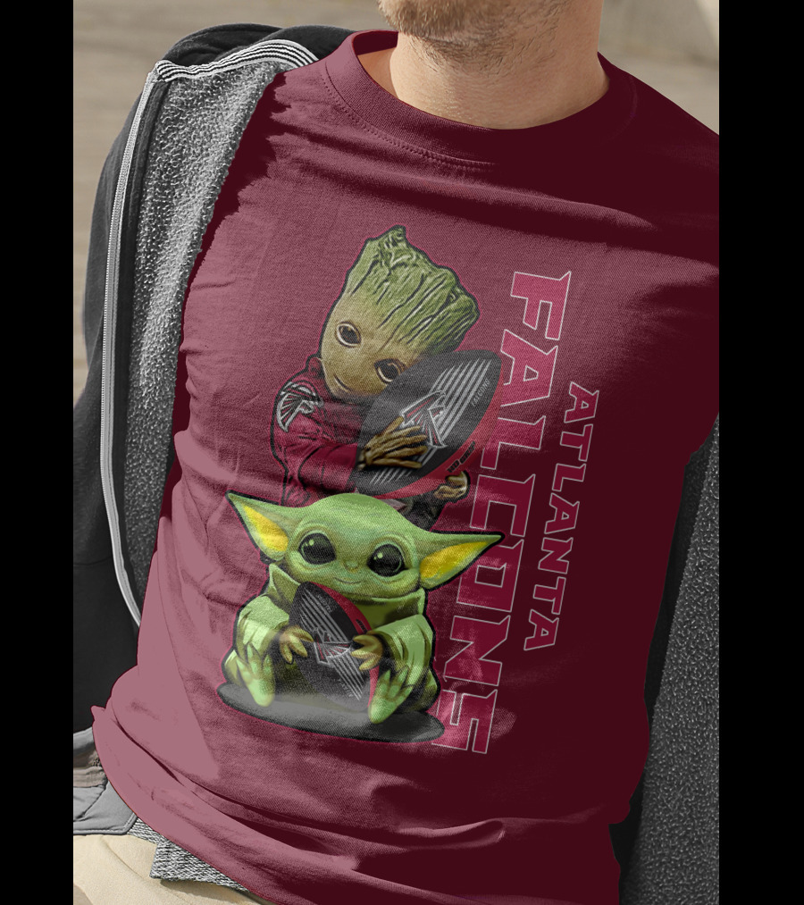 Grzd Atlanta Falcons Groot Baby Yoda Football T-Shirt