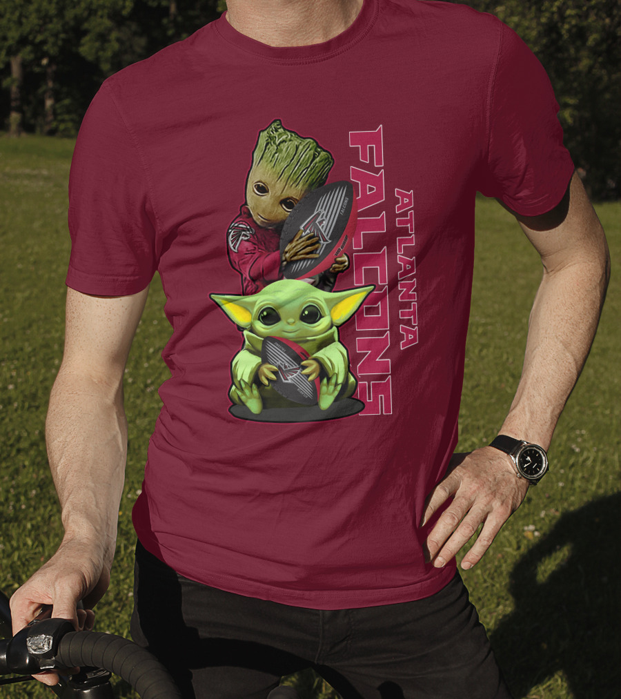 Grzd Atlanta Falcons Groot Baby Yoda Football T-Shirt