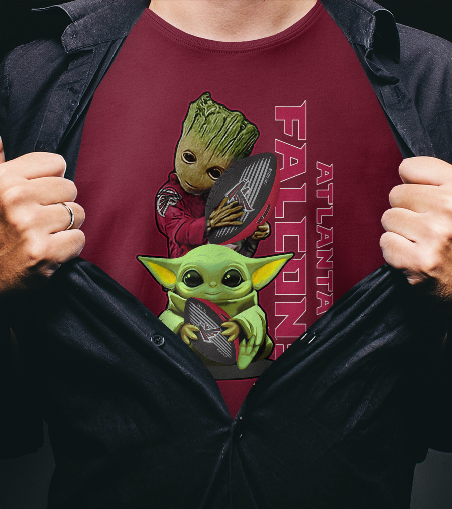Grzd Atlanta Falcons Groot Baby Yoda Football T-Shirt