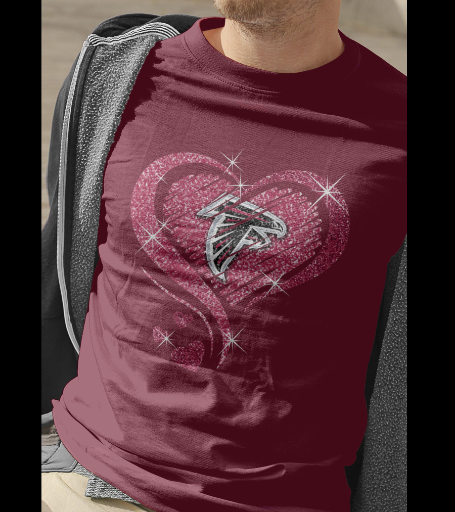 Atlanta Falcons Glitter Heart Diamond T-Shirt