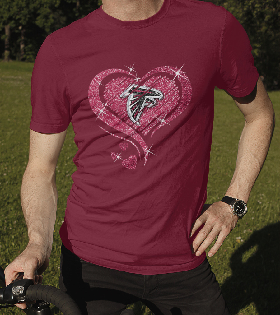 Atlanta Falcons Glitter Heart Diamond T-Shirt