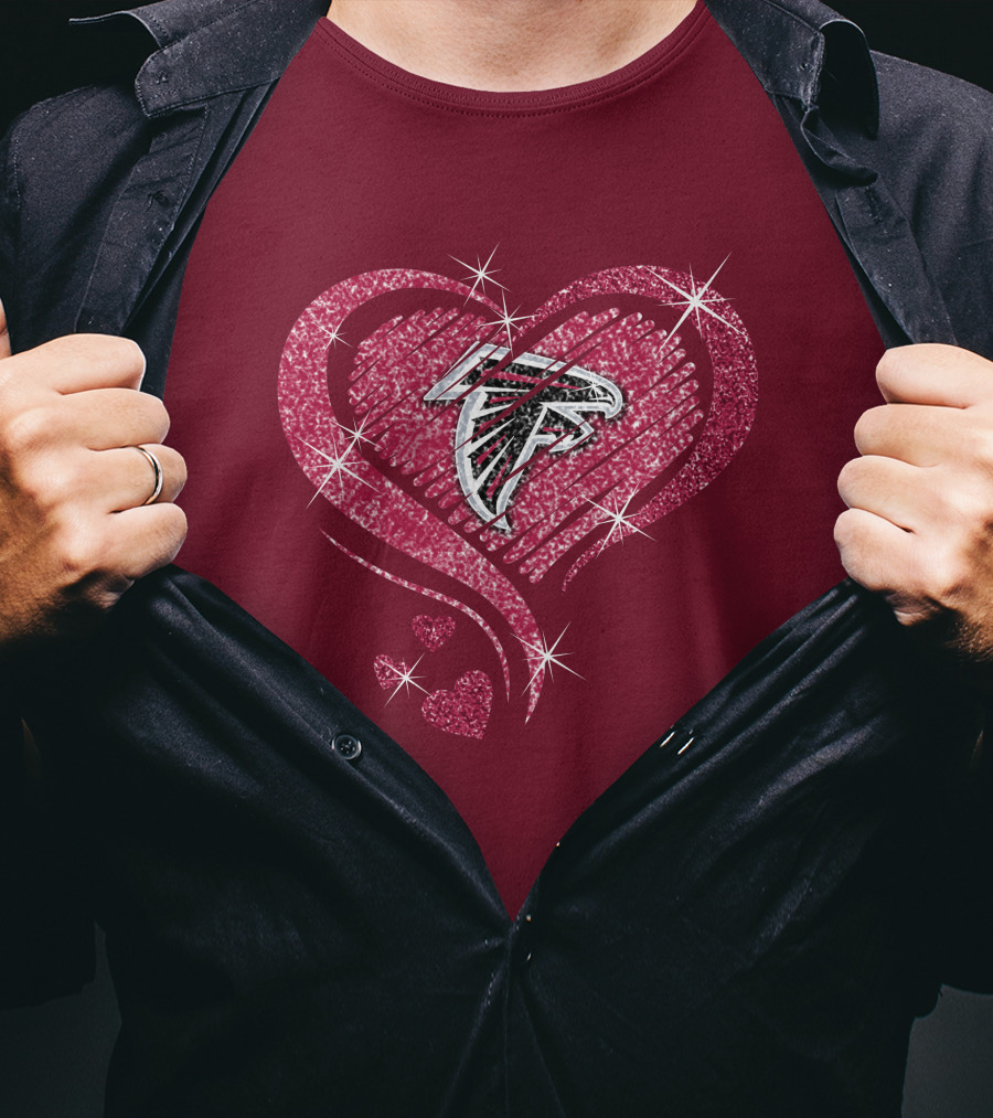 Atlanta Falcons Glitter Heart Diamond T-Shirt