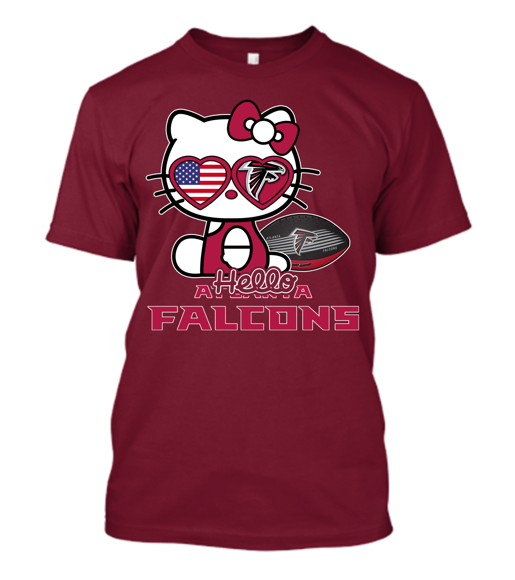 Hello Kitty Atlanta Falcons American Flag Football T-Shirt