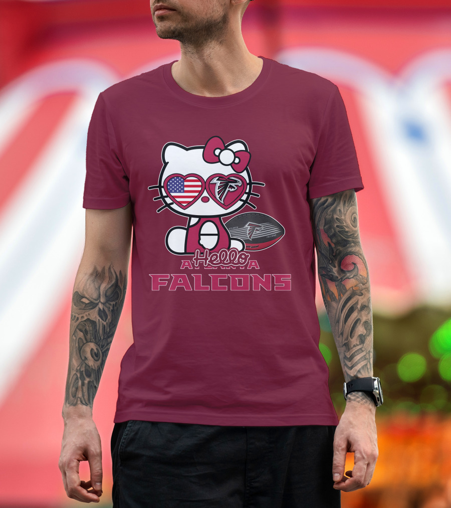 Hello Kitty Atlanta Falcons American Flag Football T-Shirt