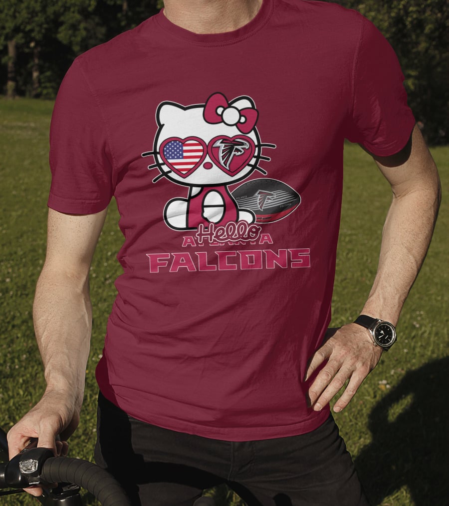 Hello Kitty Atlanta Falcons American Flag Football T-Shirt