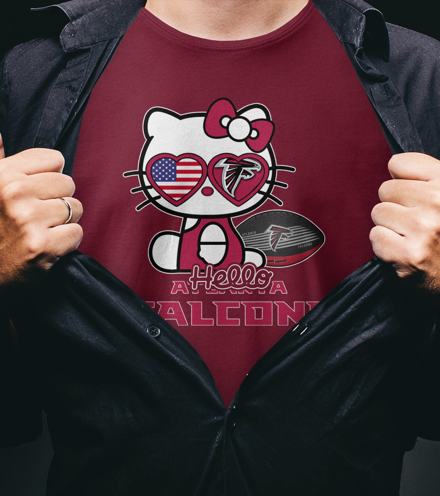 Hello Kitty Atlanta Falcons American Flag Football T-Shirt