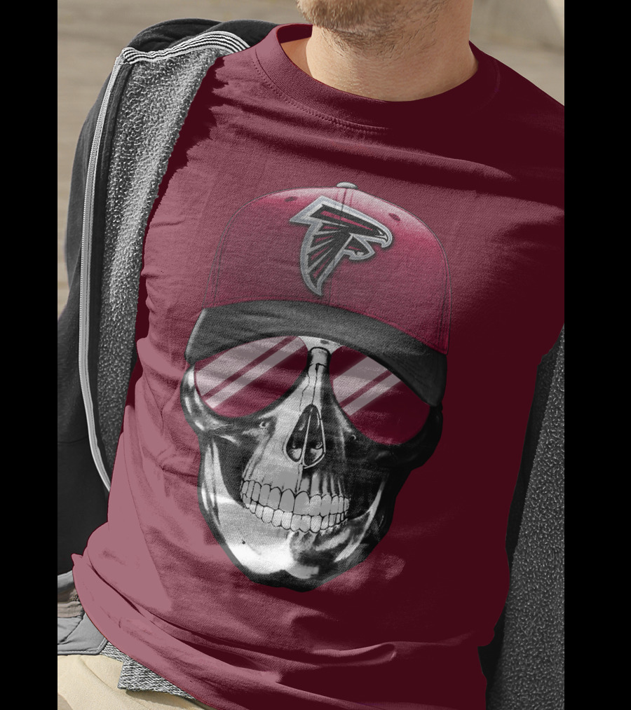 Atlanta Falcons Skull Cap With Reflective Glasses T-Shirt