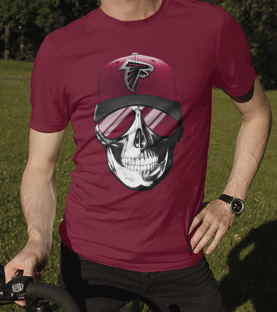 Atlanta Falcons Skull Cap With Reflective Glasses T-Shirt