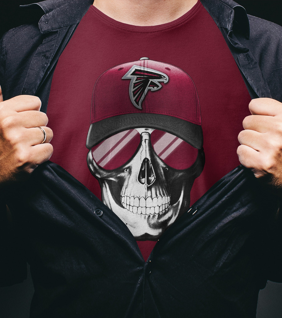 Atlanta Falcons Skull Cap With Reflective Glasses T-Shirt
