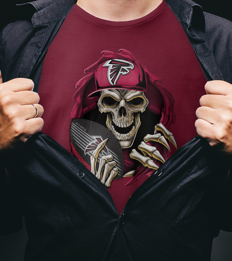 Skullbong Atlanta Falcons Skeleton With Football And Cap T-Shirt