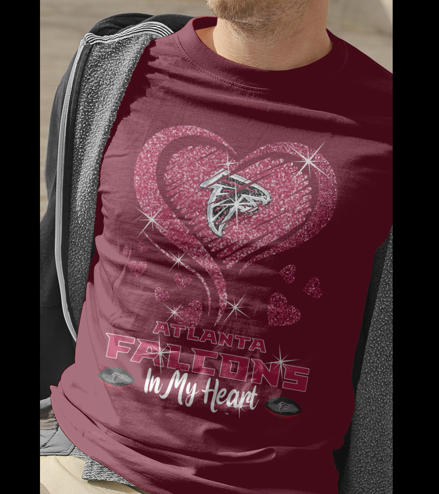 Atlanta Falcons Sparkling Heart Design In My Heart T-Shirt