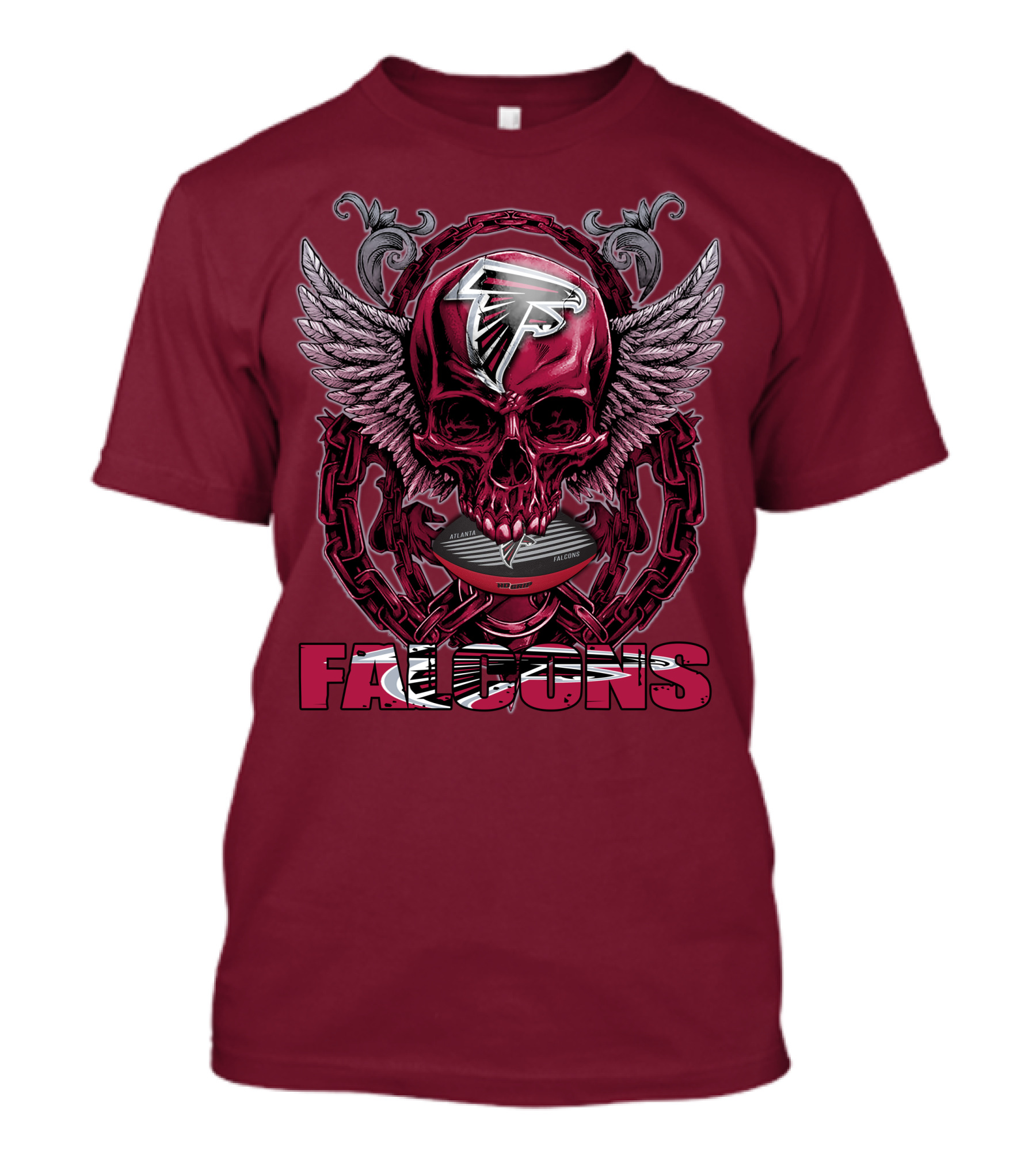 Skullfb Atlanta Falcons Winged Skull T-Shirt
