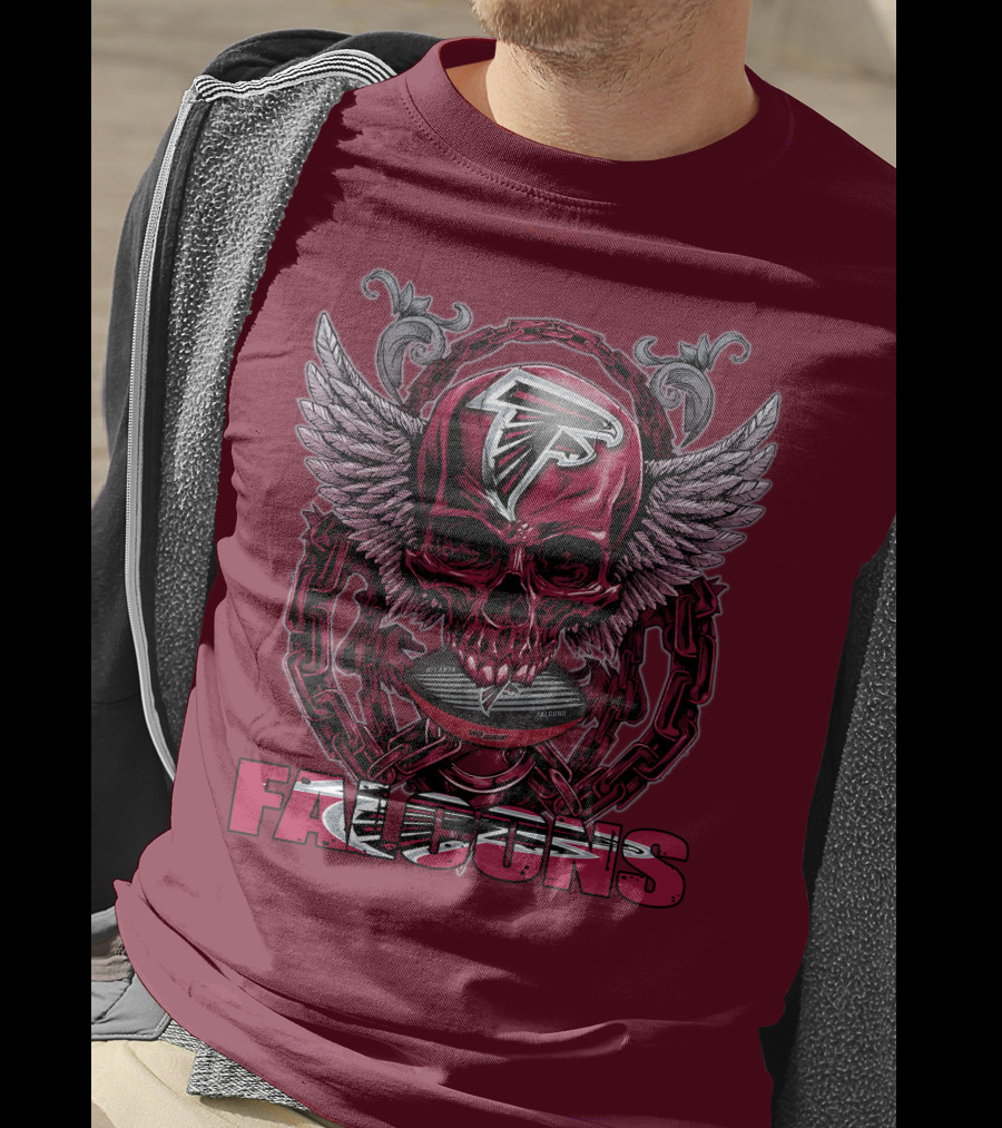 Skullfb Atlanta Falcons Winged Skull T-Shirt