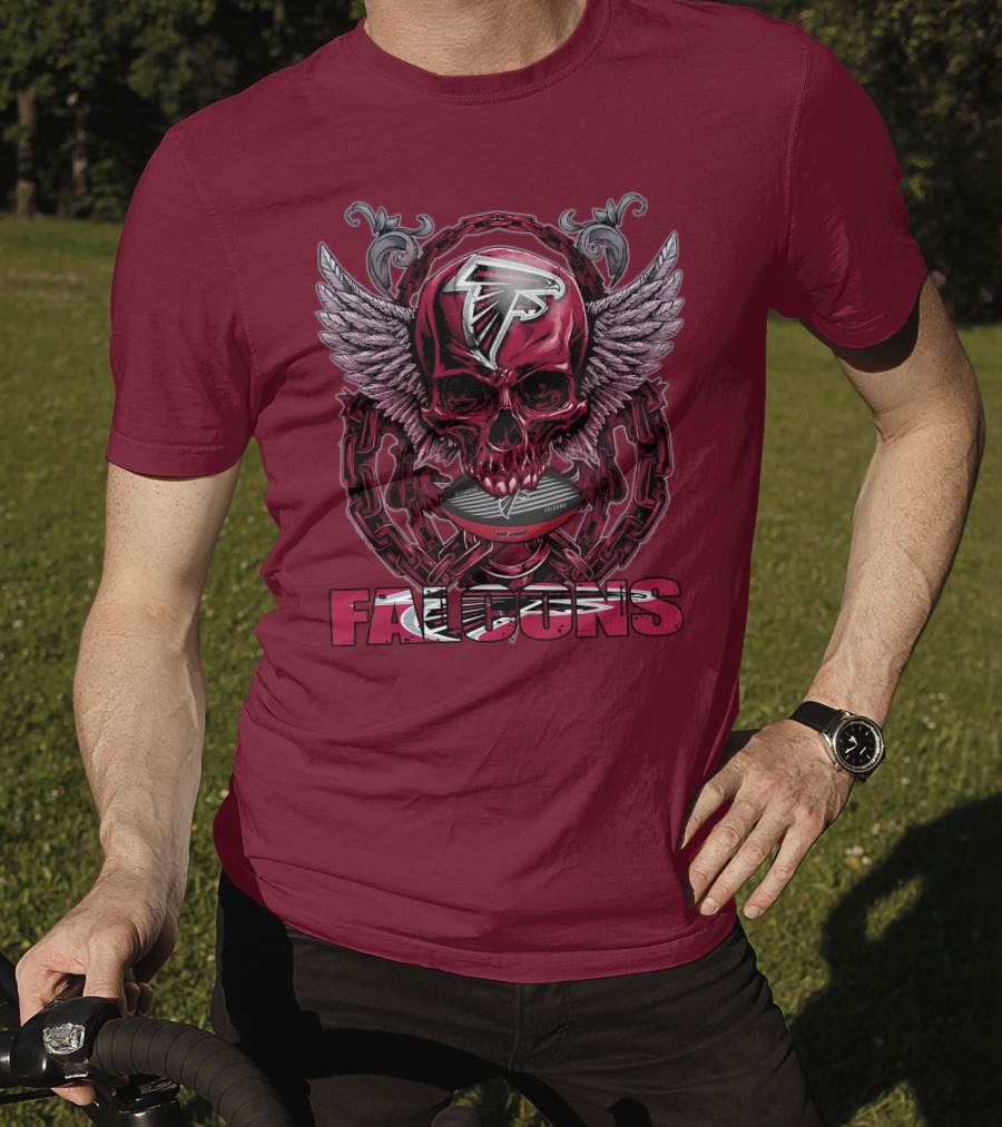 Skullfb Atlanta Falcons Winged Skull T-Shirt