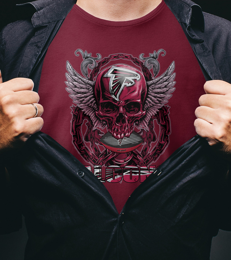 Skullfb Atlanta Falcons Winged Skull T-Shirt