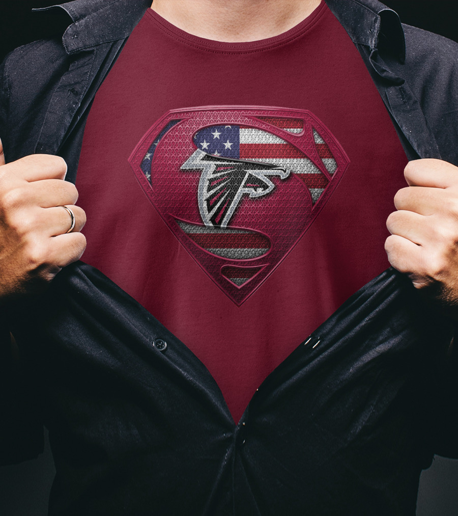 Spm Atlanta Falcons American Flag Superman T-Shirt