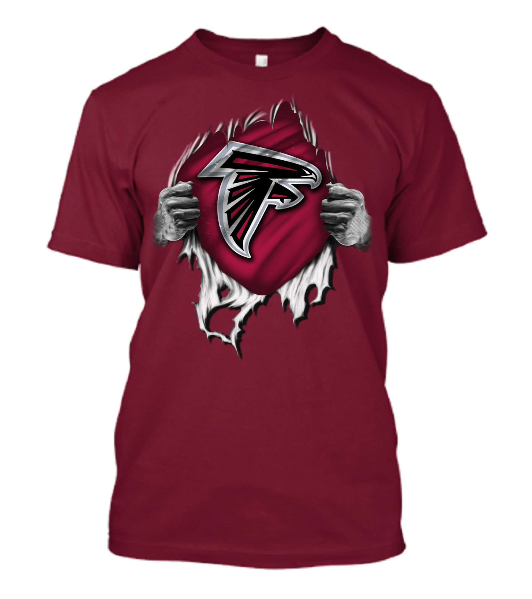 Torn Atlanta Falcons Logo With Hands Emerging T-Shirt