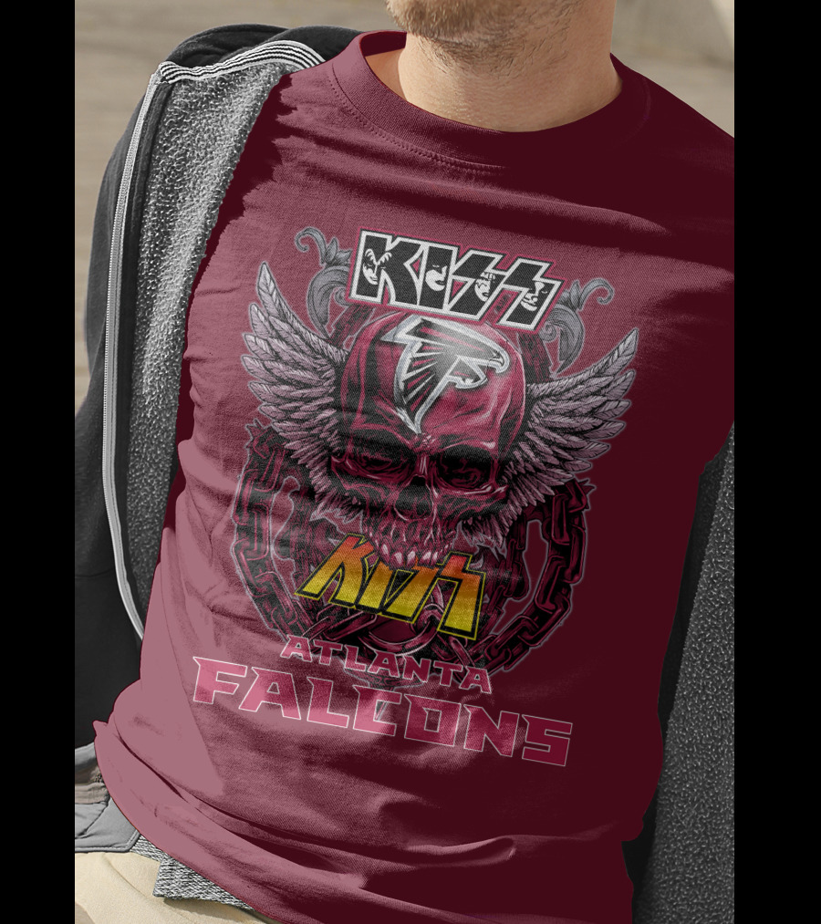 Kiss Atlanta Falcons Skull Winged T-Shirt
