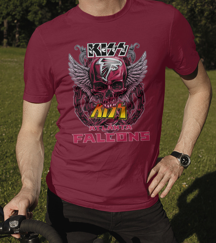 Kiss Atlanta Falcons Skull Winged T-Shirt