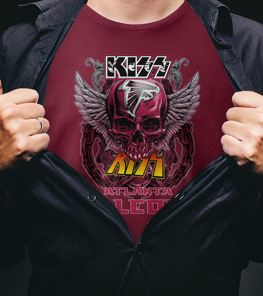 Kiss Atlanta Falcons Skull Winged T-Shirt