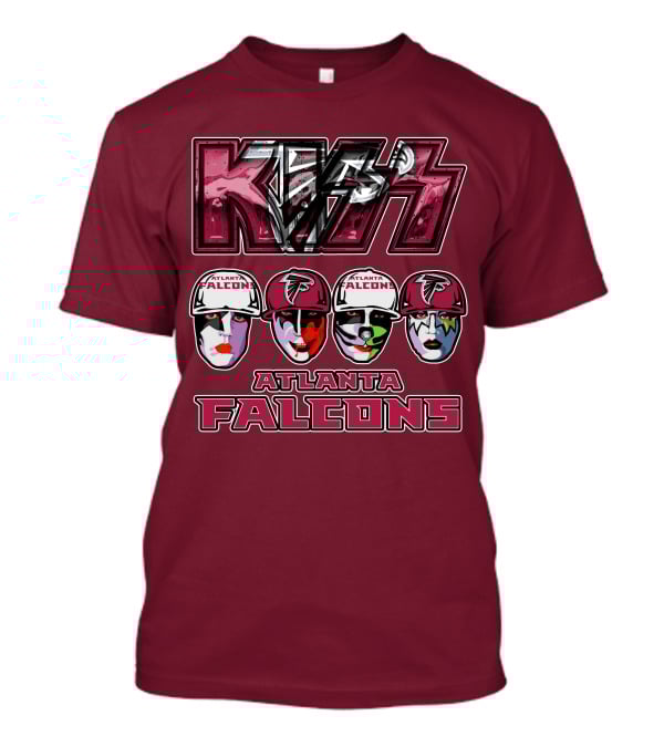 Kiss Atlanta Falcons Faces Logo NFL Band Crossover T-Shirt