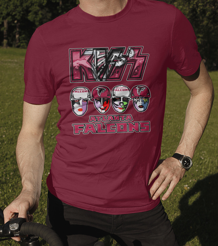 Kiss Atlanta Falcons Faces Logo NFL Band Crossover T-Shirt
