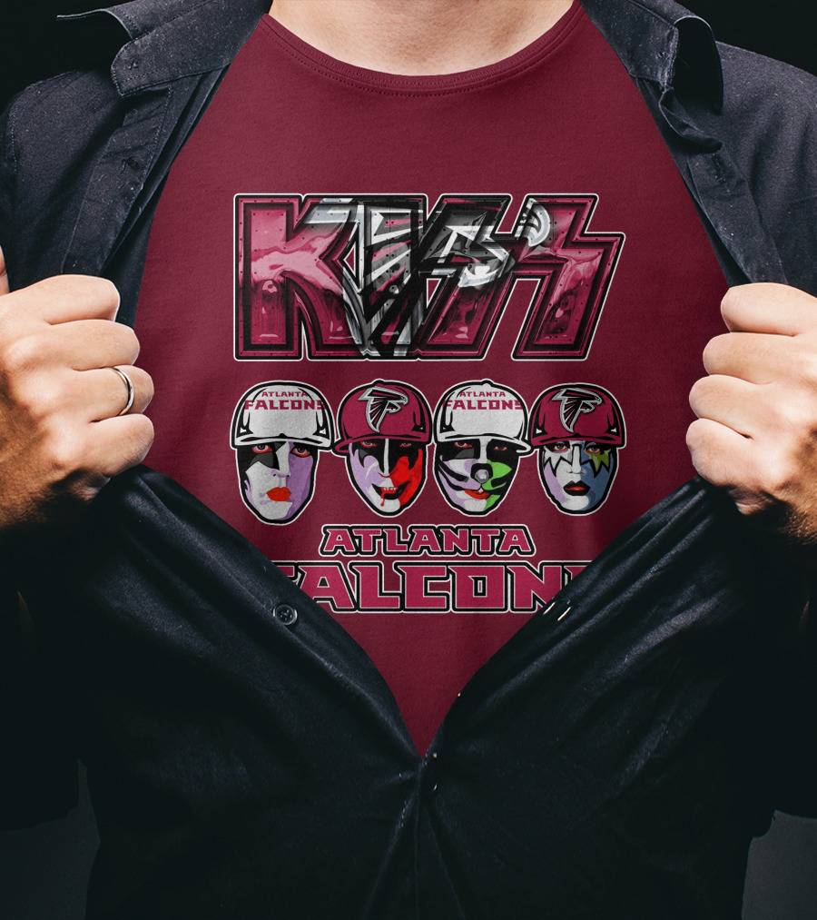 Kiss Atlanta Falcons Faces Logo NFL Band Crossover T-Shirt