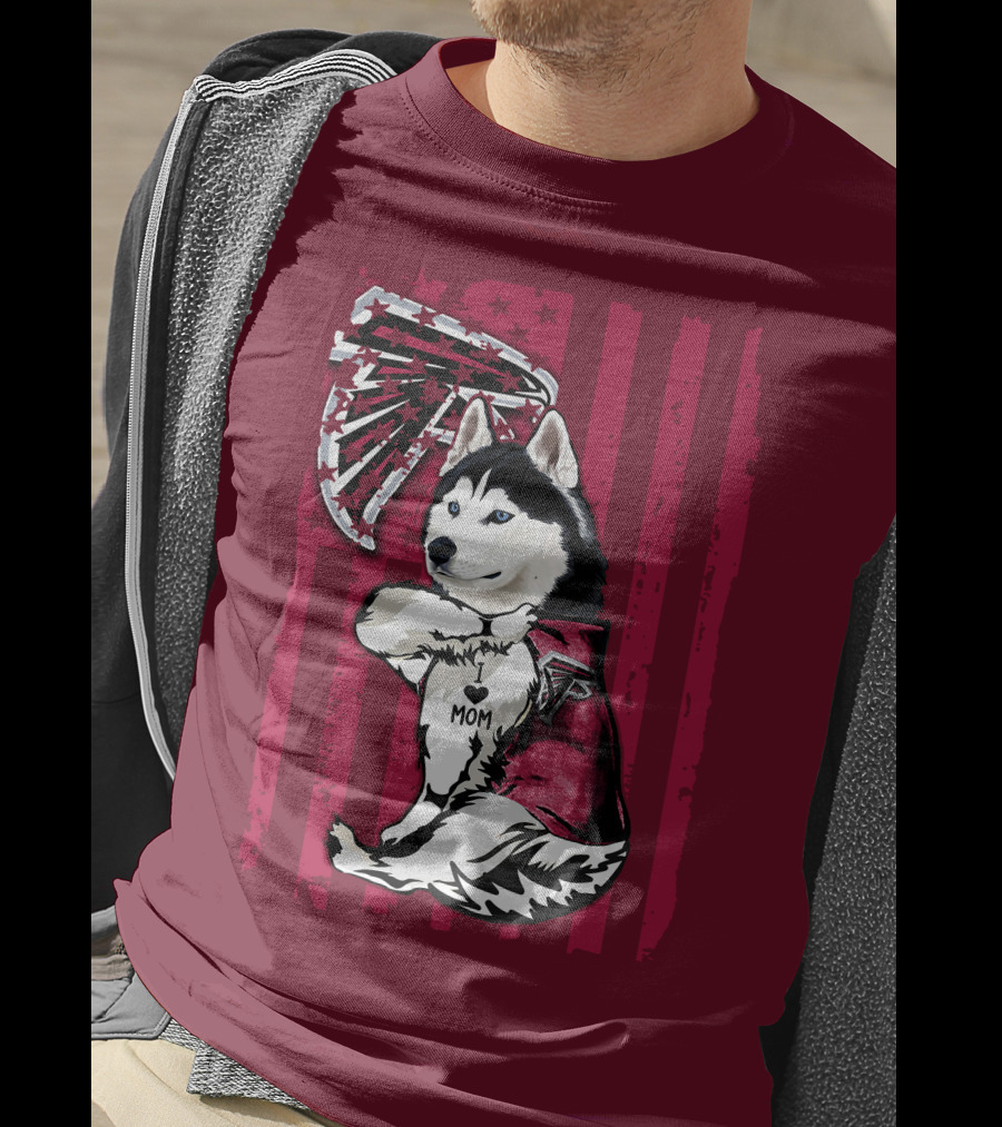 Siberian Husky I Love Mom Atlanta Falcons T-Shirt