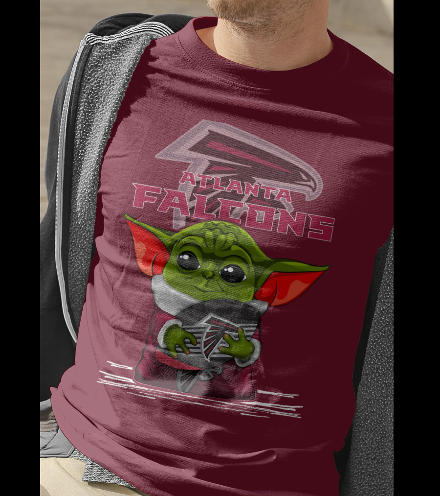 Yoda Holding Atlanta Falcons Football With Logo Background T-Shirt